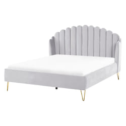 Bed Velvet AMBILLOU 160 x 200 cm (EU King Size) Light Grey