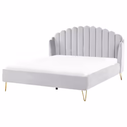 Bed Velvet AMBILLOU 180 x 200 cm (EU Super King) Light Grey