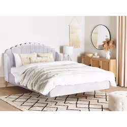 Bed Velvet AMBILLOU 180 x 200 cm (EU Super King) Light Grey