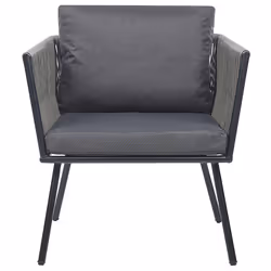 Bistro Set with Cushions GARGANO PE Rattan Grey