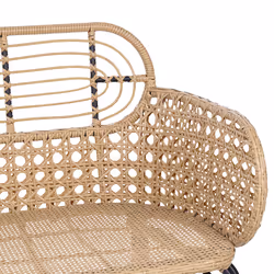Garden Bench with Cushion PRATELLO 122 cm PE Rattan Natural