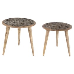 Set of 2 Side Tables SHARMA Mango Wood Brown/ Black