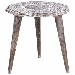 Set of 2 Side Tables ADRO Mango Wood Off-White