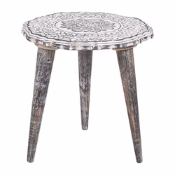 Set of 2 Side Tables ADRO Mango Wood Off-White