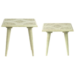 Set of 2 Side Tables BELIDHA Mango Wood Light Green