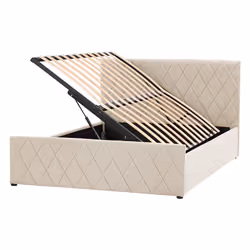 Ottoman Bed Velvet ROCHEFORT 180 x 200 cm (EU Super King) Beige
