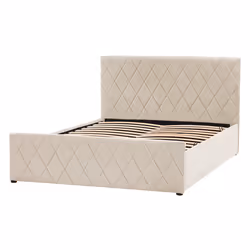 Ottoman Bed Velvet ROCHEFORT 180 x 200 cm (EU Super King) Beige