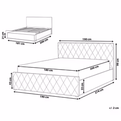 Ottoman Bed Velvet ROCHEFORT 180 x 200 cm (EU Super King) Pink