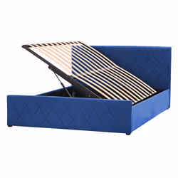 Ottoman Bed Velvet ROCHEFORT 140 x 200 cm (EU Double) Navy Blue
