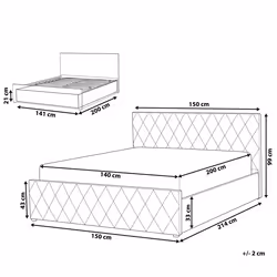 Ottoman Bed Velvet ROCHEFORT 140 x 200 cm (EU Double) Navy Blue