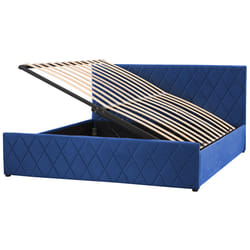 Ottoman Bed Velvet ROCHEFORT 180 x 200 cm (EU Super King) Navy Blue