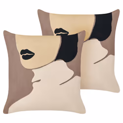 Set of 2 Decorative Cushions SILPHIUM Cotton 45 x 45 cm Brown Abstract Pattern