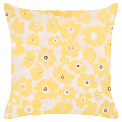 Set of 2 Decorative Cushions TRITELEIA Velvet 45 x 45 cm Yellow Floral Pattern