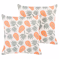Set of 2 Decorative Cushions AVENS 45 x 45 cm Multicolour Plant Pattern
