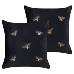 Set of 2 Decorative Cushions TALINUM Velvet 45 x 45 cm Black Animal Pattern