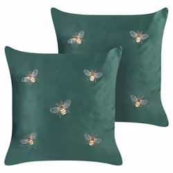 Set of 2 Decorative Cushions TALINUM Velvet 45 x 45 cm Emerald Green Animal Pattern
