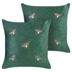 Set of 2 Decorative Cushions TALINUM Velvet 45 x 45 cm Emerald Green Animal Pattern
