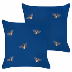 Set of 2 Decorative Cushions TALINUM Velvet 45 x 45 cm Blue Animal Pattern