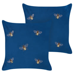 Set of 2 Decorative Cushions TALINUM Velvet 45 x 45 cm Blue Animal Pattern