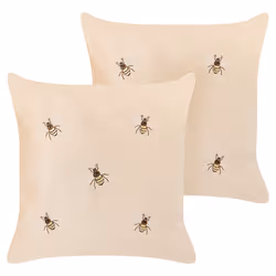 Set of 2 Decorative Cushions TALINUM Velvet 45 x 45 cm Beige Animal Pattern