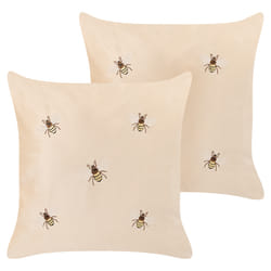 Set of 2 Decorative Cushions TALINUM Velvet 45 x 45 cm Beige Animal Pattern