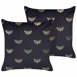 Set of 2 Decorative Cushions YUZURI Velvet 45 x 45 cm Black Animal Pattern