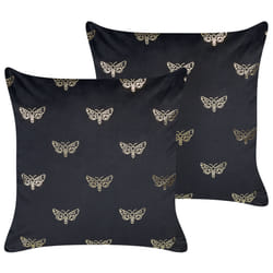 Set of 2 Decorative Cushions YUZURI Velvet 45 x 45 cm Black Animal Pattern