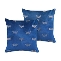 Set of 2 Velvet Cushions Butterfly Pattern 45 x 45 cm Blue YUZURI