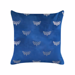 Set of 2 Velvet Cushions Butterfly Pattern 45 x 45 cm Blue YUZURI