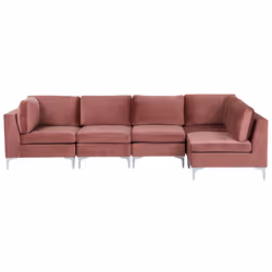 Modular Corner Sofa EVJA Velvet Pink 5 Seater Left Hand