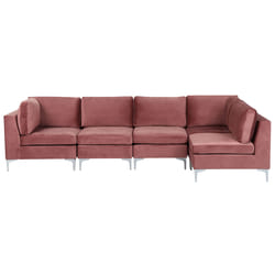 Modular Corner Sofa EVJA Velvet Pink 5 Seater Left Hand