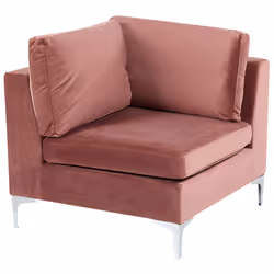 Modular Corner Sofa EVJA Velvet Pink with Ottoman 4 Seater Left Hand