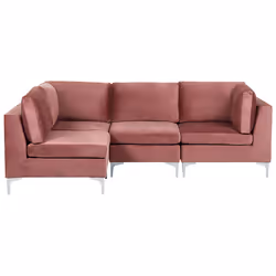Modular Corner Sofa EVJA Velvet Pink 4 Seater Right Hand