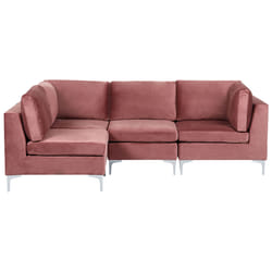 Modular Corner Sofa EVJA Velvet Pink 4 Seater Right Hand