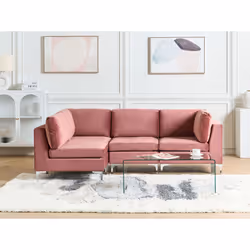 Modular Corner Sofa EVJA Velvet Pink 4 Seater Right Hand
