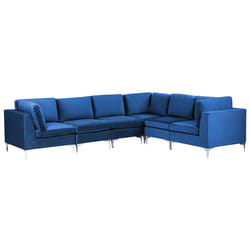 Modular Corner Sofa EVJA Velvet Navy Blue 6 Seater Left Hand