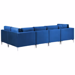 Modular Corner Sofa EVJA Velvet Navy Blue 5 Seater Left Hand