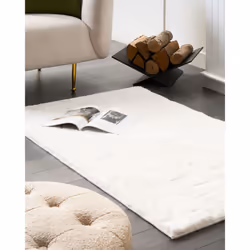 Faux Rabbit Fur Rug 80 x 150 cm White THATTA