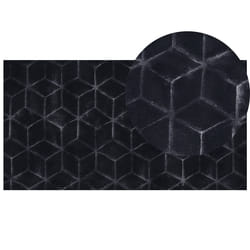 Faux Rabbit Fur Rug 80 x 150 cm Black THATTA