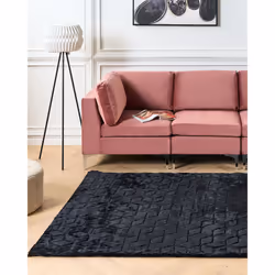 Faux Rabbit Fur Rug 160 x 230 cm Black THATTA