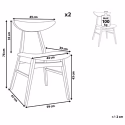 Set of 2 Dining Chairs LYNN Wood Light Grey