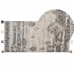 Wool Kilim Area Rug 80 x 150 cm Grey ARATASHEN