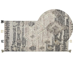 Wool Kilim Area Rug 80 x 150 cm Grey ARATASHEN