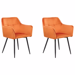 Set of 2 Dining Chairs JASMIN Velvet Orange