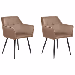 Set of 2 Dining Chairs JASMIN Velvet Brown