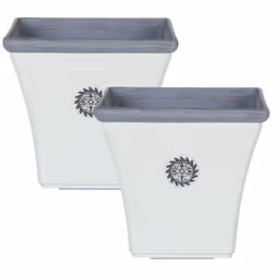 Set of 2 Plant Pots ELATEIA Stone 43 cm White