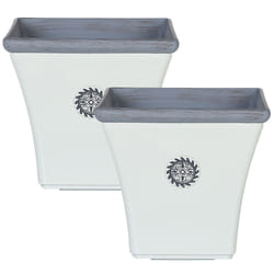 Set of 2 Plant Pots ELATEIA Stone 43 cm White
