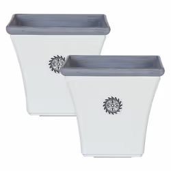 Set of 2 Plant Pots ELATEIA Stone 32 cm White
