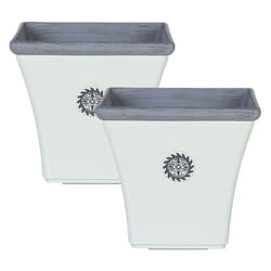 Set of 2 Plant Pots ELATEIA Stone 32 cm White