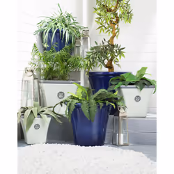 Set of 2 Plant Pots ELATEIA Stone 32 cm White